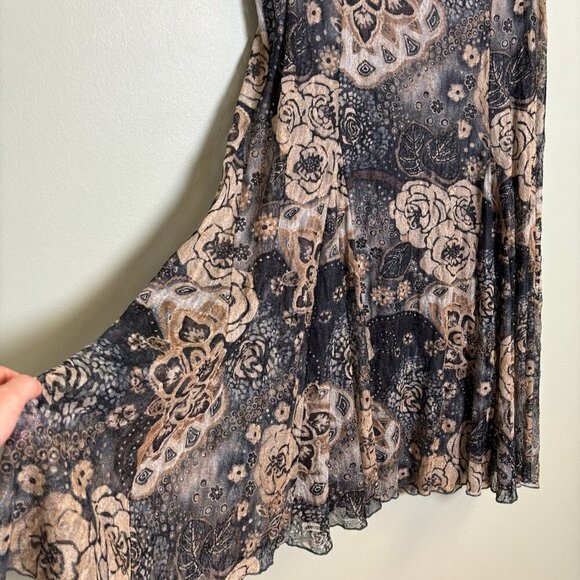 Coldwater Creek Women Midi Skirt Sz L Pull On Dark Floral Cottagecore Whimsigoth - Picture 3 of 10